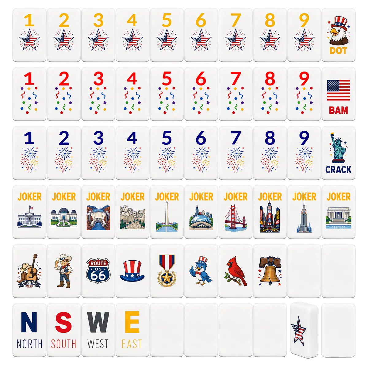 Patriotic American Mahjong Set — Thick Tile — product view 2 — QUHU50