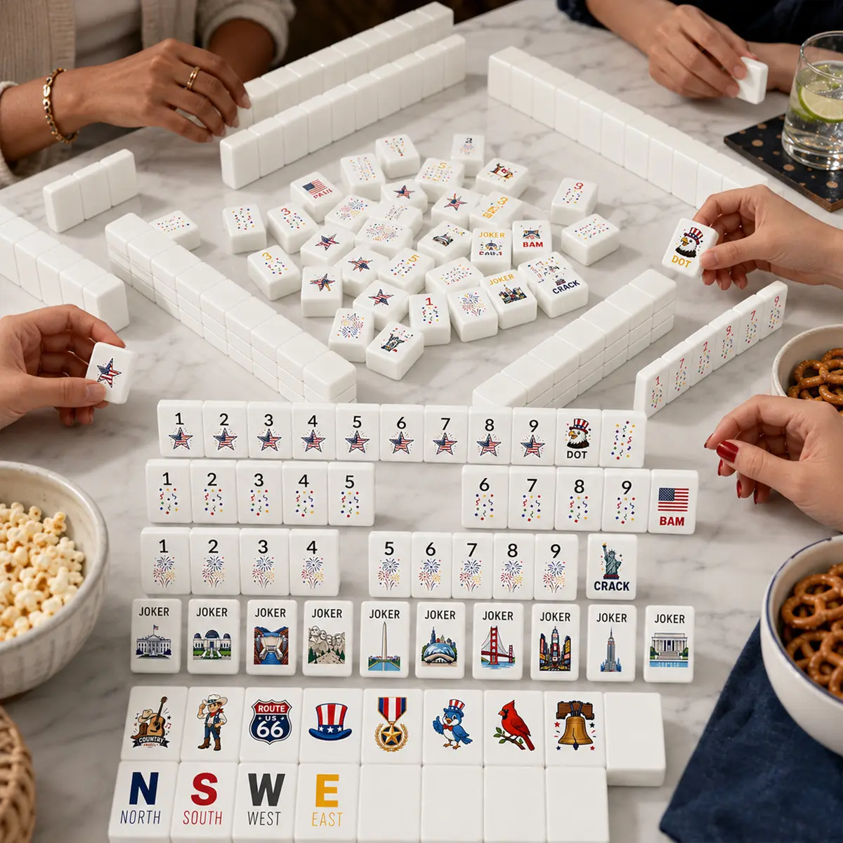 Patriotic American Mahjong Set — Thick Tile — product view 4 — QUHU50