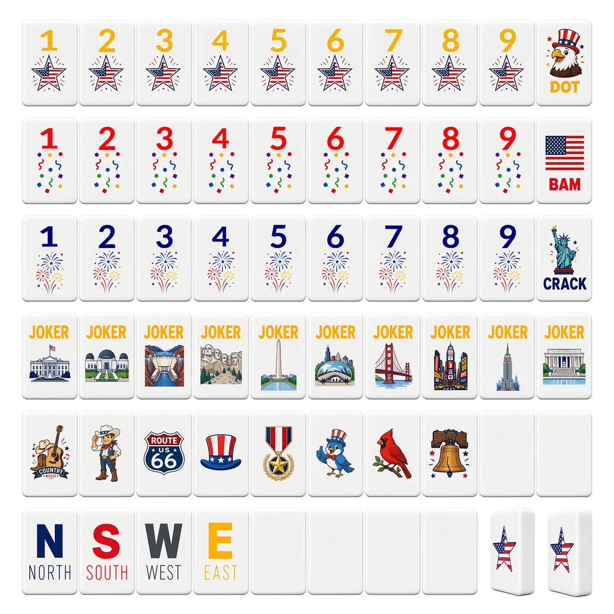 Patriotic American Mahjong Set — Slim Tile — product view 2 — QUHU51