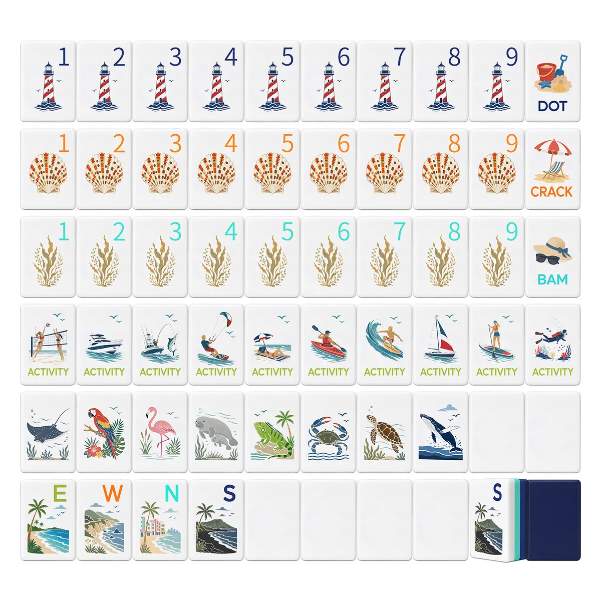 Summer Beach American Mahjong Set — product view 2 — QUHU58